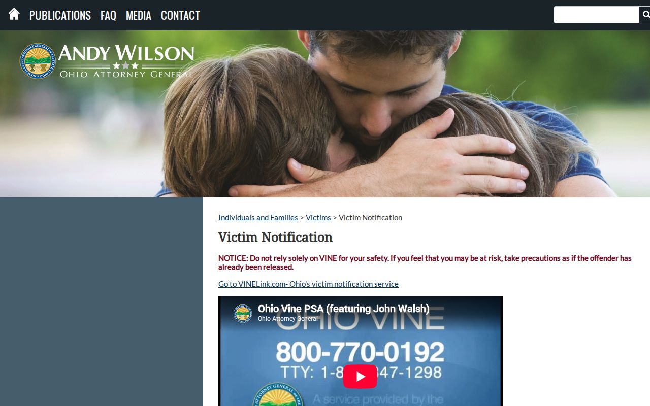 Ohio Attorney General VINE inmate notification information for Summit County