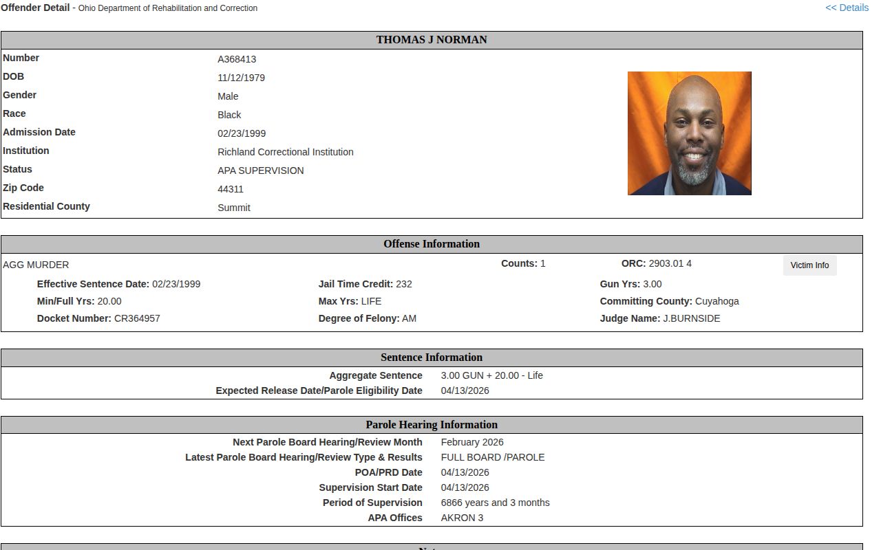 Summit County APA supervision record with AKRON 3 office label